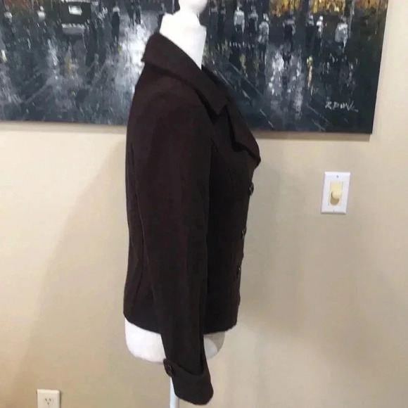 Foreign Exchange Brown Double Breasted Cropped Pea Coat Jacket-No size Tag - Picture 4 of 14